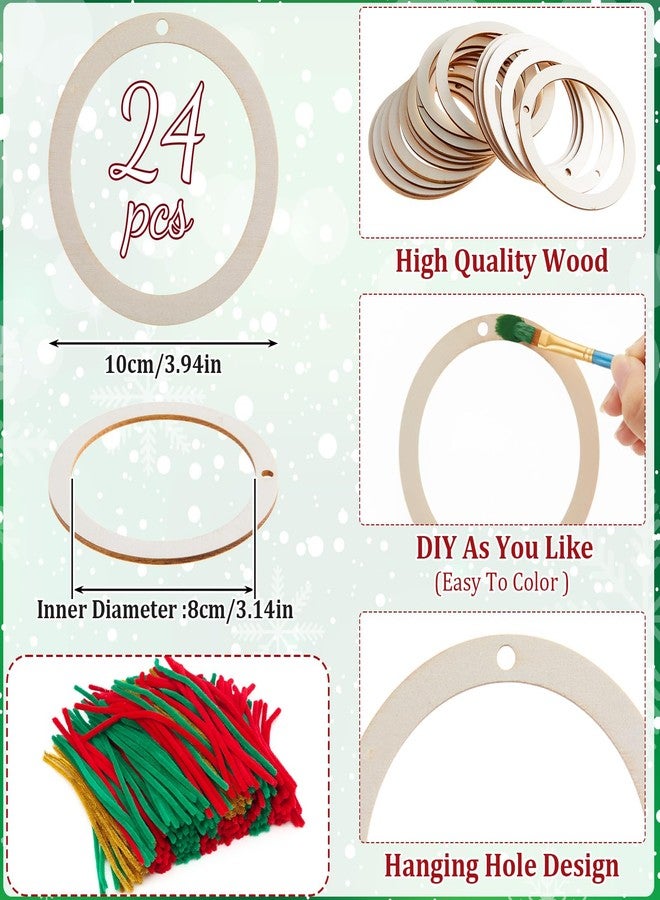 DoubleFill Christmas Crafts for Kids -Create Your Own Wooden Christmas Wreath Ornaments DIY Winter Arts and Craft Kit Activity Project Unfinished Wood Xmas Party Crafts Decorations - Image 2